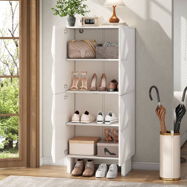 Schuhschrank Eurynom Ⅰ Weiß - Holzwerkstoff - 61 x 136 x 34 cm