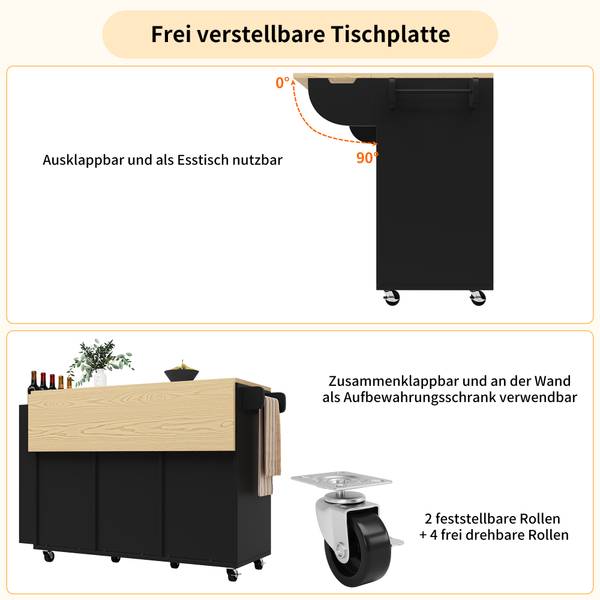 Kücheninsel LF-SBD Schwarz - Holzwerkstoff - 110 x 90 x 42 cm