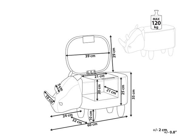 Tierhocker RHINO Braun - Grau - Hellgrau