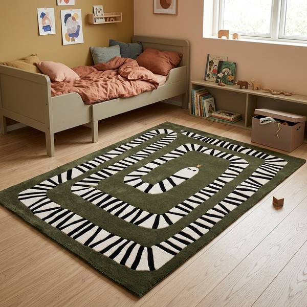 Kurzflorteppich Schlange Dunkelgrün - 160 x 230 cm