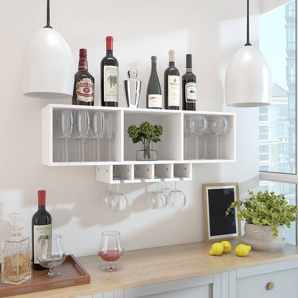 Wijnglasrek Vin 50139 wit - plaatmateriaal op houtbasis - 90 x 22 x 33 cm