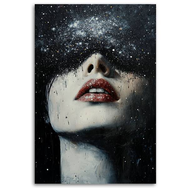 Wandbild frau porträt sterne abstraktion 80 x 120 cm