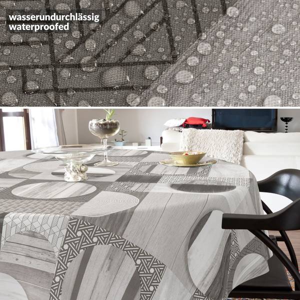 Wachstuchtischdecke Holz Patchwork Grau - 140 x 140 cm