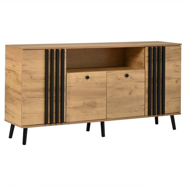 Sideboard Astraios Ⅷ Schwarz - Braun - Holzwerkstoff - Massivholz - 140 x 71 x 35 cm