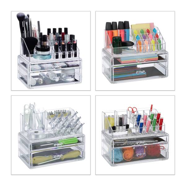 Organiseur à Maquillage avec 2 Tiroirs Matière plastique - 24 x 19 x 14 cm