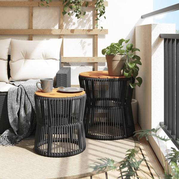 Table de jardin 3033255 lot de 2 Noir - Polyrotin - 50 x 50 x 50 cm