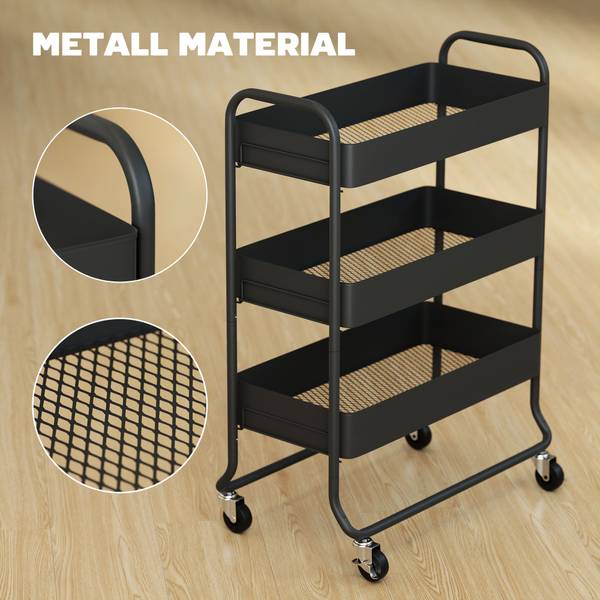 Küchenwagen 801-427V00BK Schwarz - Metall - 34 x 87 x 65 cm