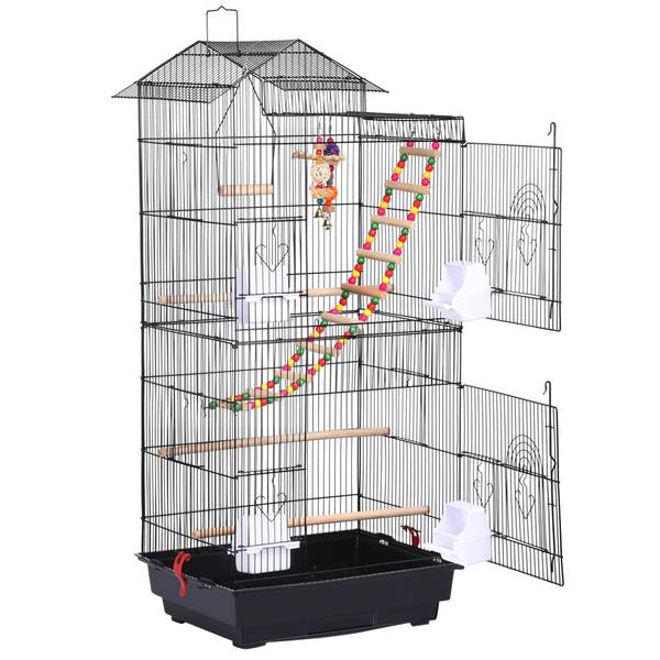Vogelkäfig mit Spielzeuge Schwarz Schwarz - Metall - 36 x 99 x 46 cm