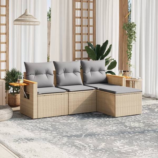 Loungeset 3035992 set van 4 beige - grijs - lichtgrijs