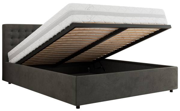 Polsterbett PAVO CLASSIC Anthrazit - Dunkelgrau - Breite: 148 cm - Samt - Liegefläche Breite: 140 cm
