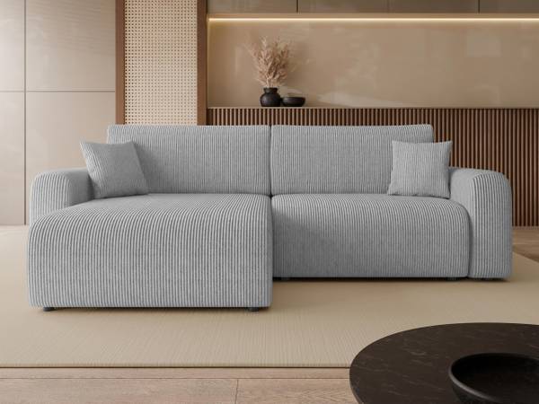 Ecksofa Floryn L Cord Hellgrau