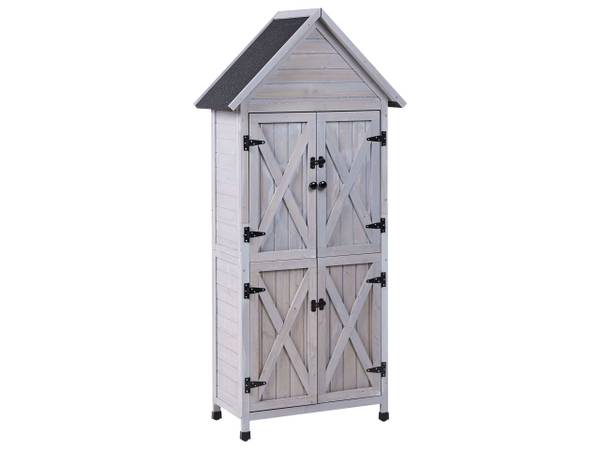 Gerätehaus mit Holzunterstand SENIGA Schwarz - Grau