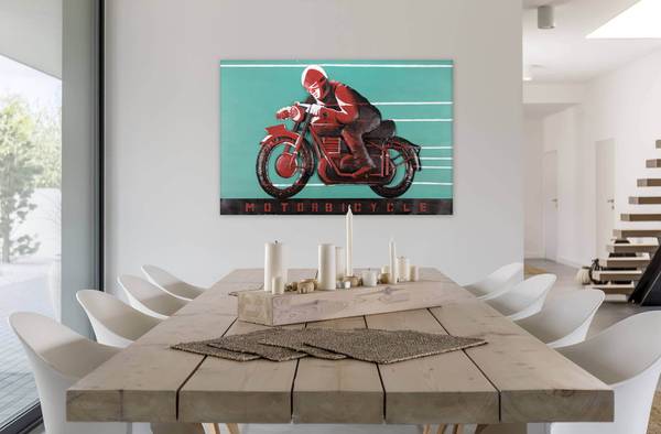 Metallbild Autos & Technik Bax Blau - Rot - Metall - 120 x 80 x 6 cm