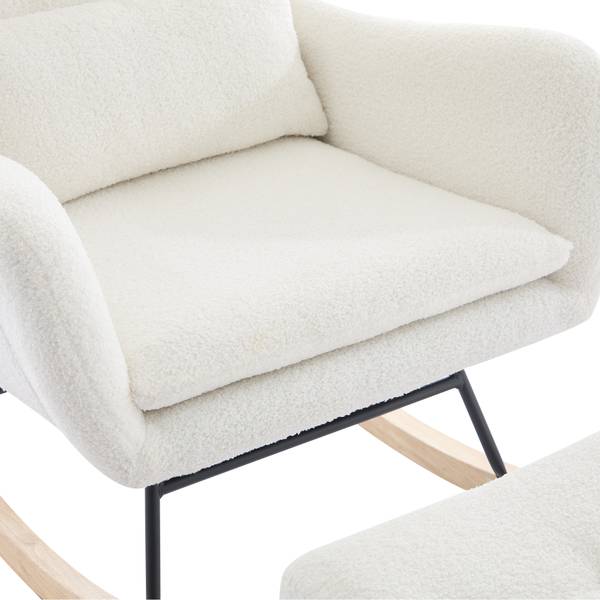 Fauteuil Bascule  Mercury Ⅱ（2-él. ） Marron - Blanc - Flanelle - Polyester - Peluche - Chêne - 73 x 102 x 92 cm