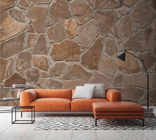 Fototapete 704 Brown Stones modern Braun - Grau - Fleece - 375 x 250 x 1 cm