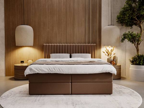 Boxspringbett MARBELLA Braun - Liegefläche Breite: 200 cm