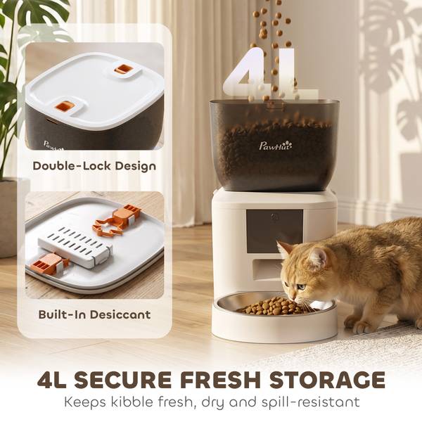 Katzen Futterautomat D08-102V90WT Weiß - Kunststoff - 19 x 31 x 35 cm
