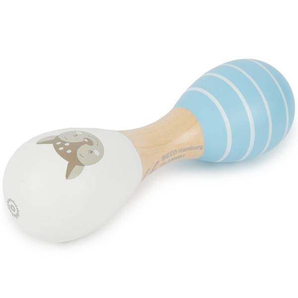 Baby Holzrassel Reh 2er Set, 19 cm Braun