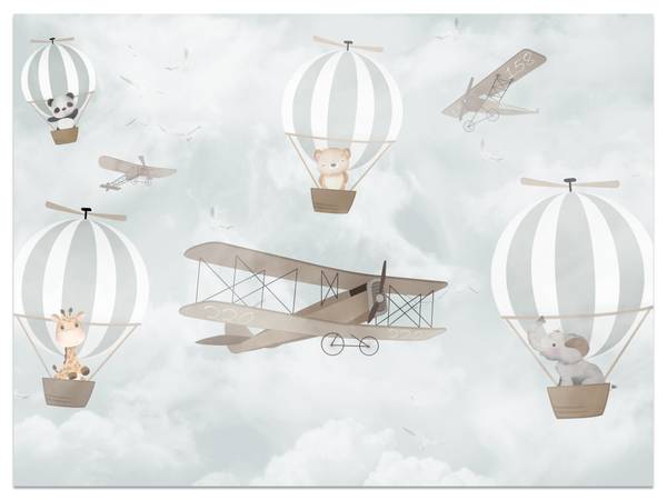Fototapete Kinder Ballons Flugzeuge 200 x 140 x 140 cm