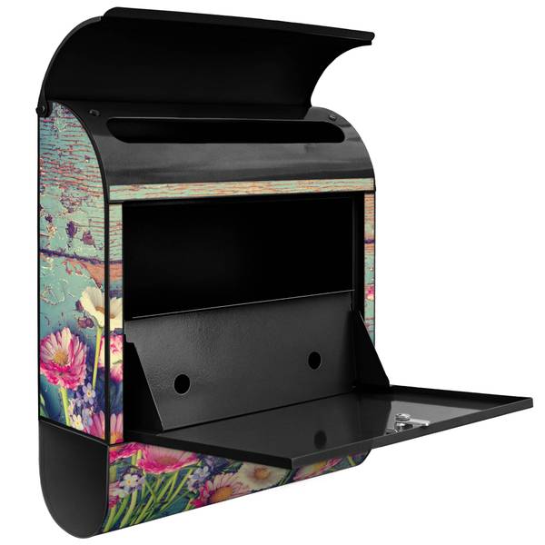 Briefkasten Stahl Blumenpfücken Schwarz - Stahl - 38 x 46 x 13 cm