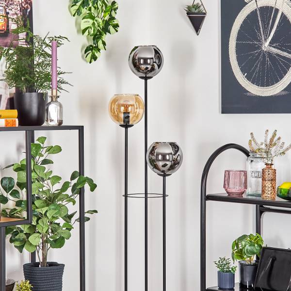 Stehlampe Cesaro Grau - Silber - Gelb - Holzwerkstoff - Metall - 50 x 50 x 86 cm