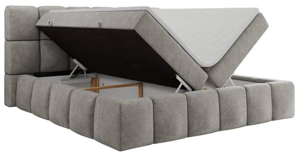 Boxbett NIRA Hellgrau - H3 - Strukturstoff - Polyester - Webstoff - Liegefläche Breite: 120 cm