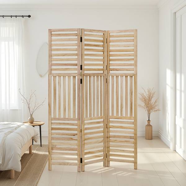 Paravent 2903 3-teilig Braun - Holz teilmassiv - 120 x 170 x 2 cm