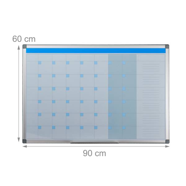 Tableau blanc d'organisation Blanc - Fer - Acier - 90 x 60 x 5 cm