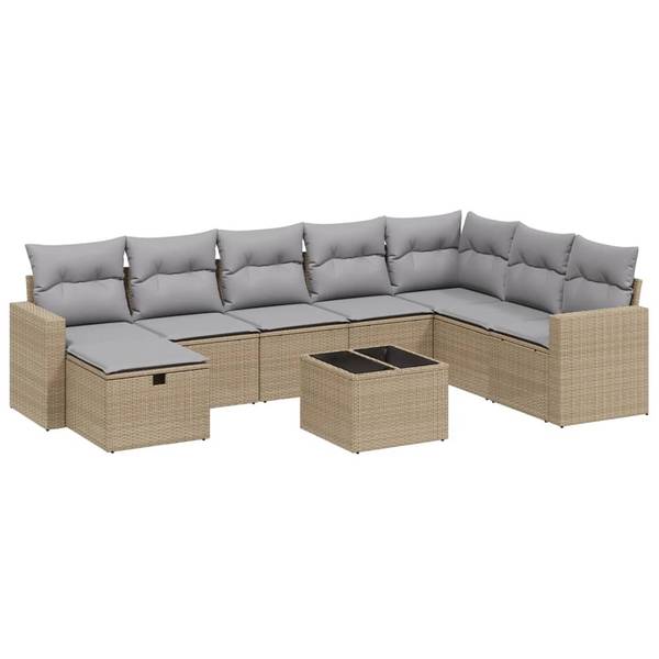 Garten-Lounge-Set 3036425-2 (9-teilig) Beige - Grau - Hellgrau