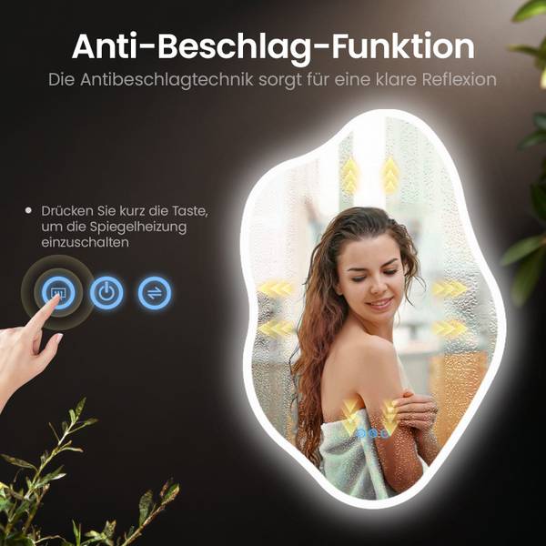 LED Dekospiegel Bad LM1496C Silber - Glas - 60 x 90 x 3 cm