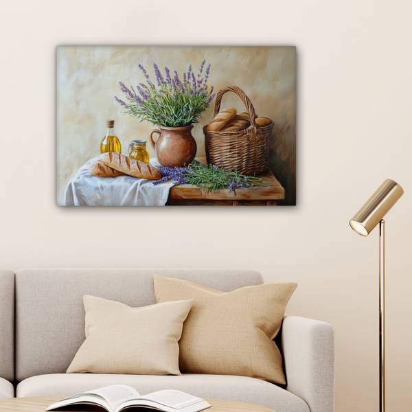 LEINWANDBILD Lavendel Violett - Baumwollstoff - 90 x 60 x 2 cm