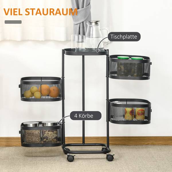 Hulpmiddelkar 850-184 zwart - metaal - 33 x 77 x 33 cm