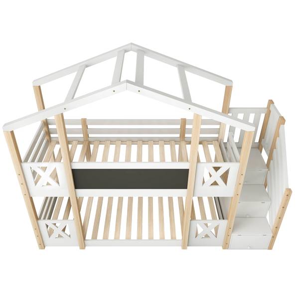 Etagenbett MonetWoody Ⅰ Weiß - Holzwerkstoff - Massivholz - 96 x 205 x 256 cm
