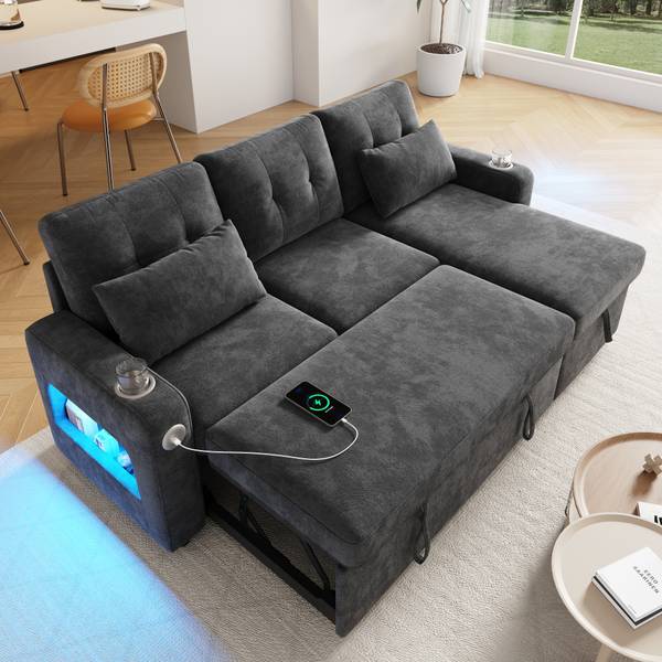 Schlafsofa ChenilLade Ⅲ Grau - Chenille - 131 x 85 x 206 cm