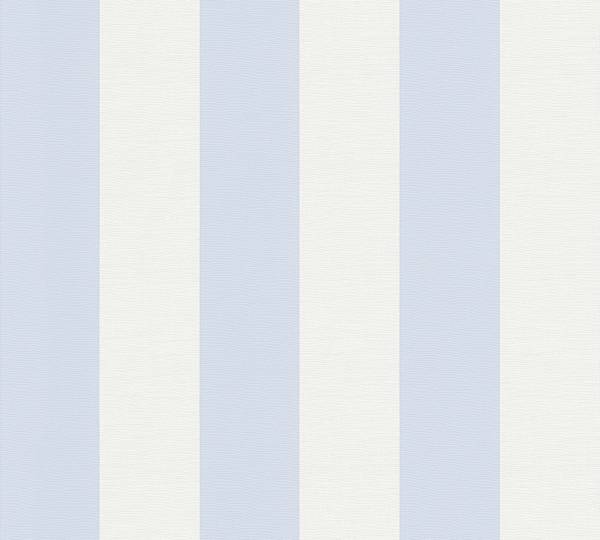 Landhaus Streifentapete Blau Weiß Blau - Weiß