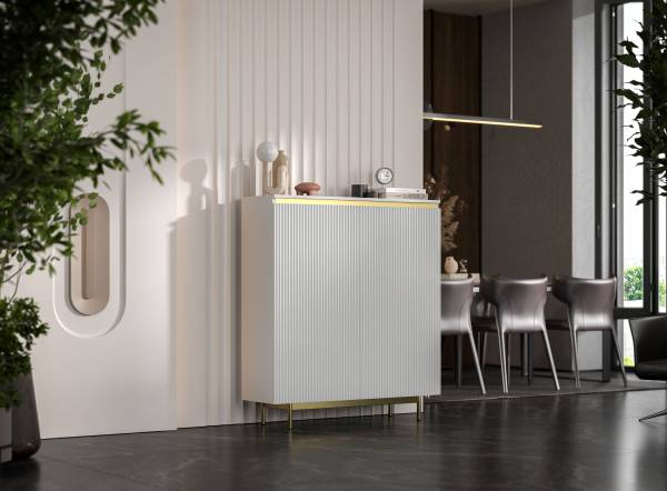 Highboard SELENE Gold - Weiß - Gold