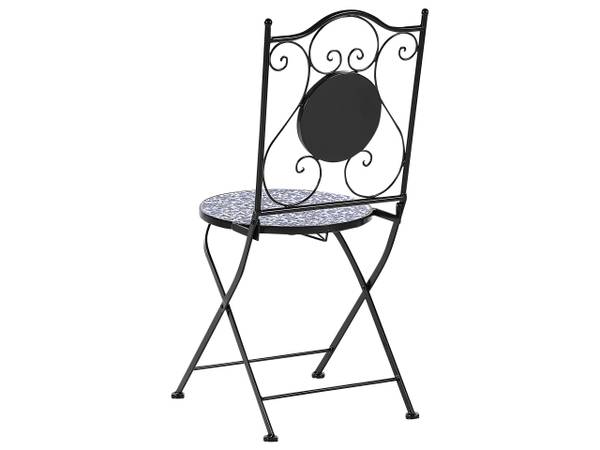 Set de bistrot CAMPRENA Noir - Bleu - Blanc - Métal - 60 x 75 x 60 cm