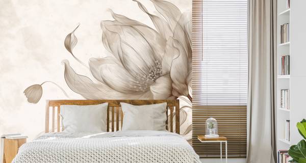 Vlies-Fotobehang NATUURLIJKE Bloem Plant beige - bruin - grijs - vlies - 315 x 210 x 210 cm