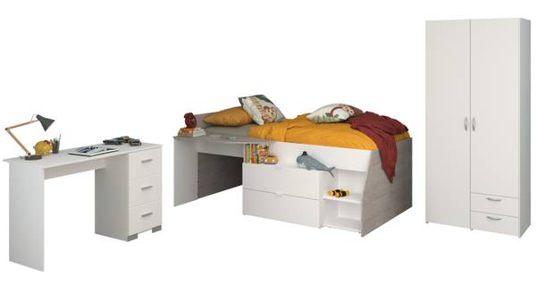Kinderzimmer Milky13 3-teilig Weiß - Holzwerkstoff - 135 x 185 x 203 cm
