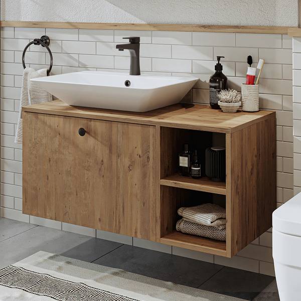 Badmöbel Set LOTUS-II-95 2-teilig Braun - Holzwerkstoff
