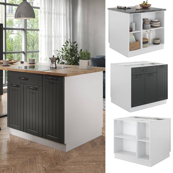 Îlot de cuisine Fame-Line 38709 Graphite - Blanc
