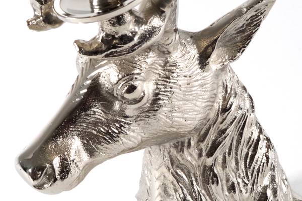 Kerzenhalter HIRSCHKOPF Silber - Metall - 20 x 41 x 31 cm