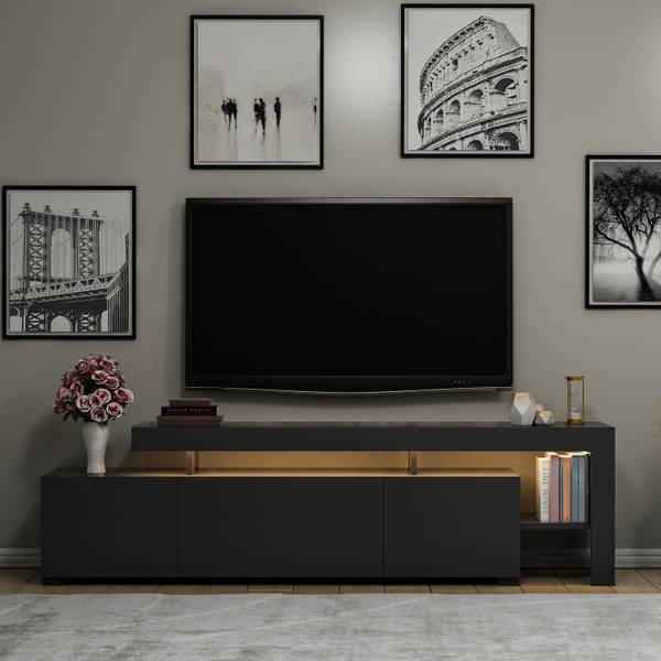 Meuble TV Beliz avec éclairage LED Anthracite