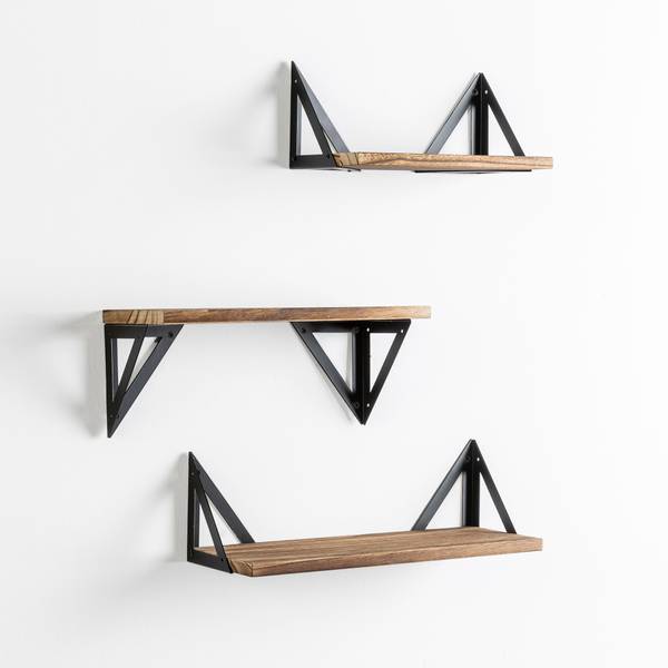 Wandregal Ceci 3er-Set Braun - Massivholz - 42 x 12 x 15 cm