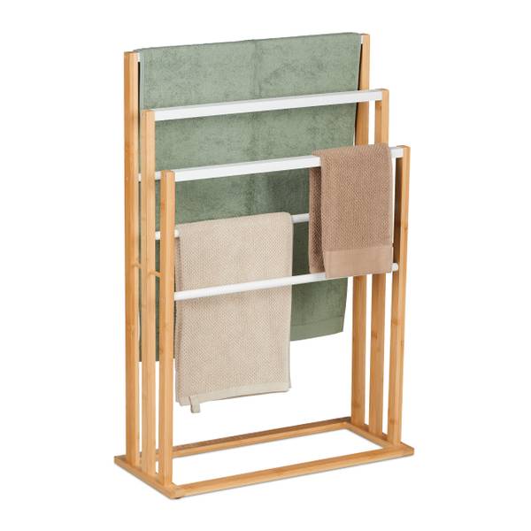 Porte-serviettes à 6 barres Marron - Blanc - Bois composite - 55 x 82 x 24 cm