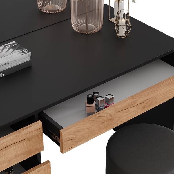 Schminktisch Sherry 52028 3er set Braun - Grau - Holzwerkstoff - 120 x 75 x 55 cm