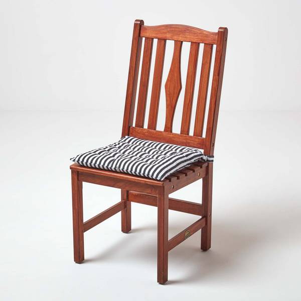 Stuhlkissen mit Knopf-Bändern, 4er-Set Schwarz - Baumwollstoff - 40 x 5 x 40 cm