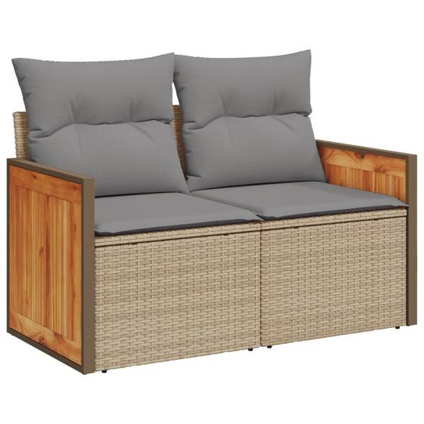Garten-Lounge-Set 3034987-2 7-teilig Beige - Grau - Polyrattan - 55 x 69 x 62 cm