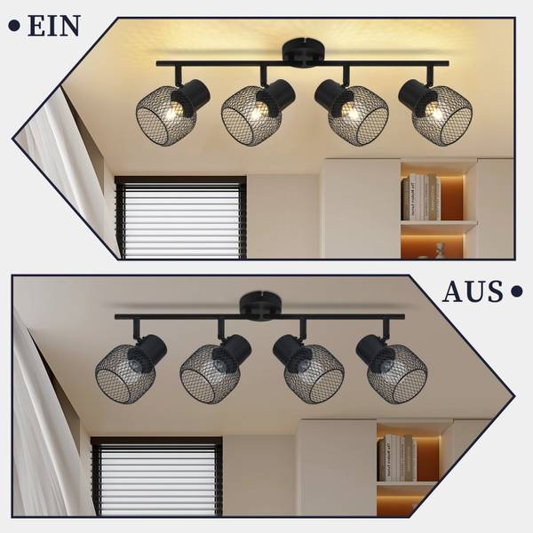 Plafonnier Lydia 4 ampoules Noir - Métal - 15 x 21 x 64 cm