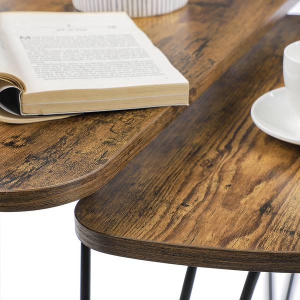 2er-Set Beistelltisch Couchtisch Lima Braun - Holzwerkstoff - 38 x 48 x 60 cm
